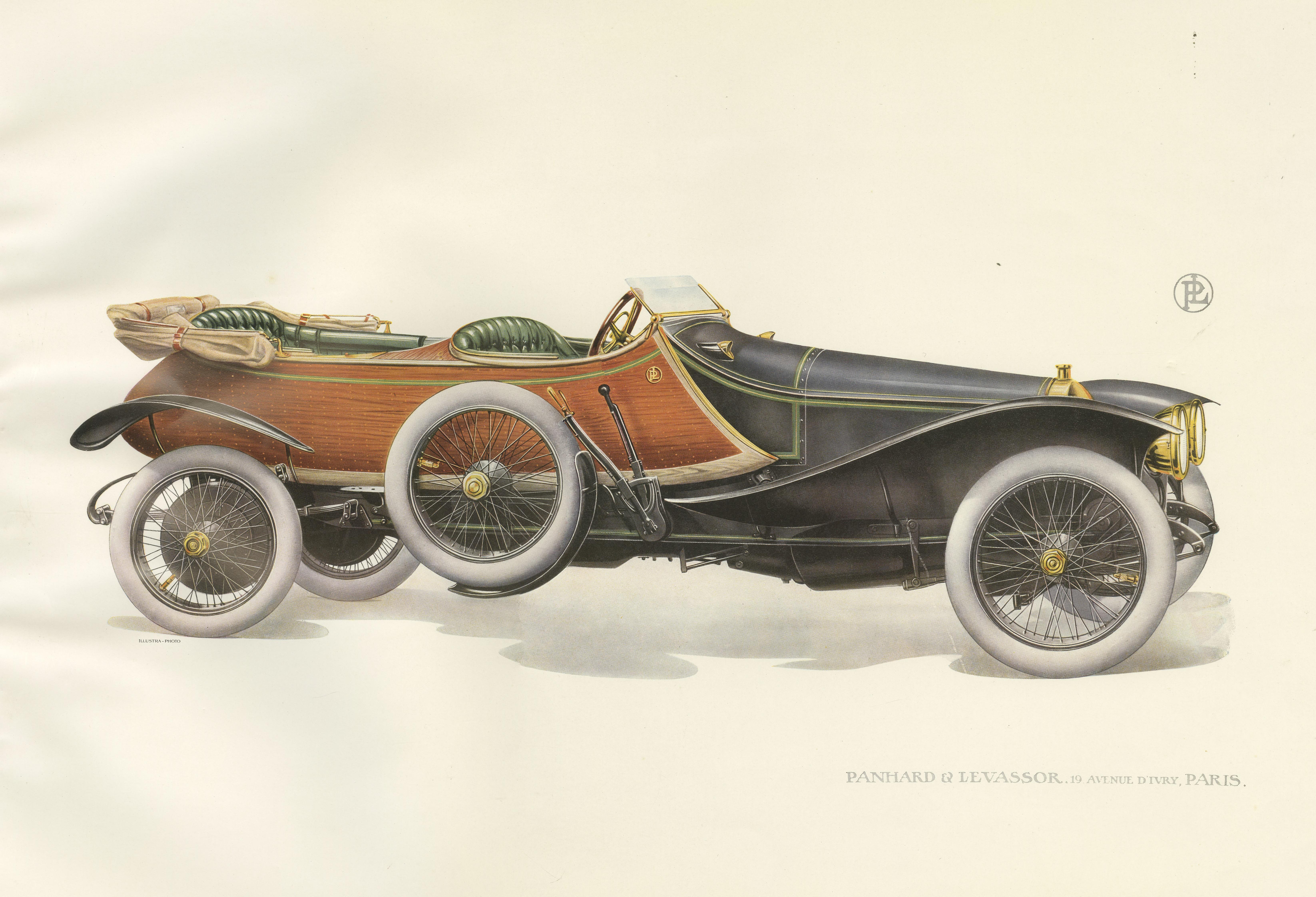 Antique Print of the Panhard et Levassor Skiff-Torpedo Car, 1914 In Good Condition For Sale In Langweer, NL