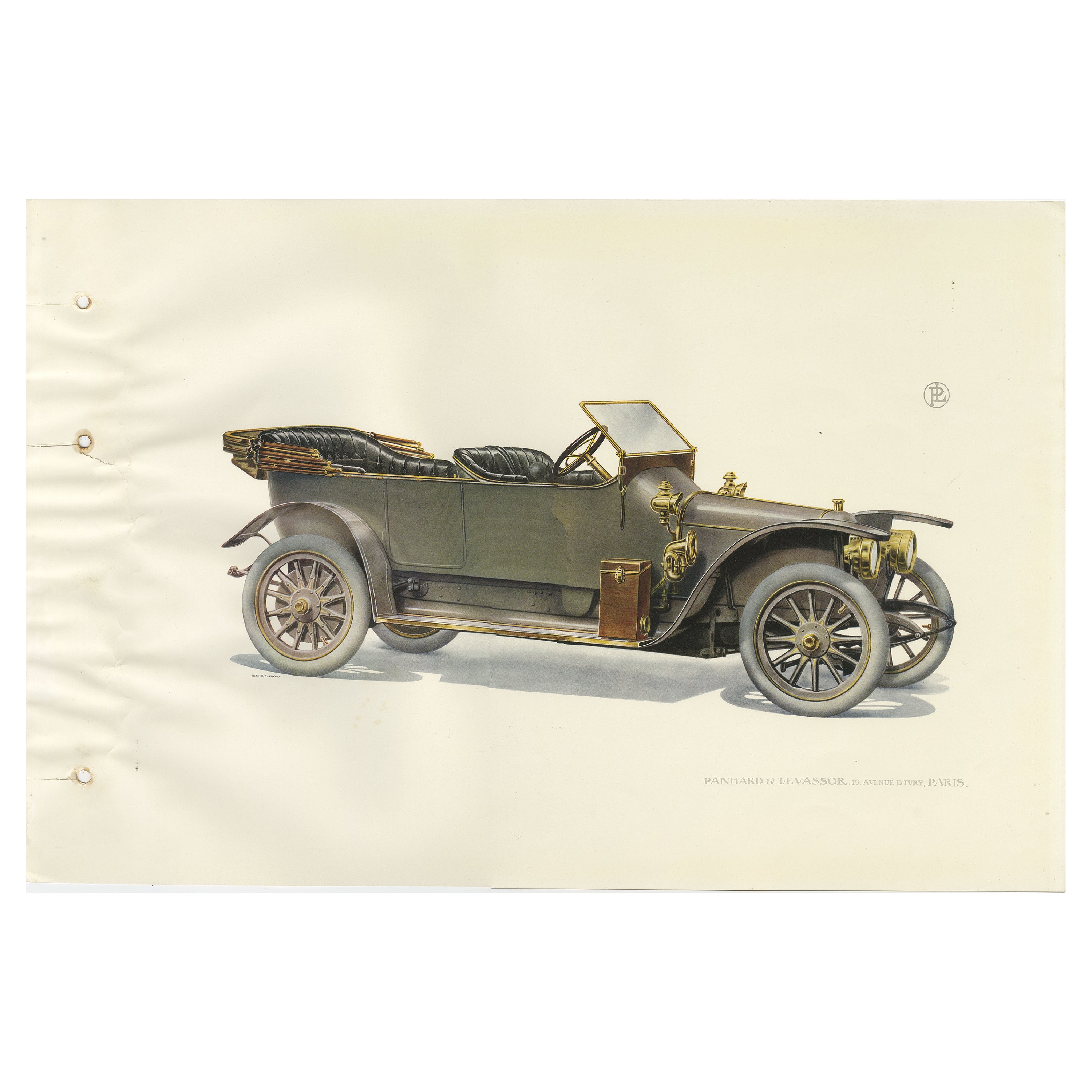 Antiker Druck des Panhard et Levassor Torpedo-Autos, 1914 im Angebot