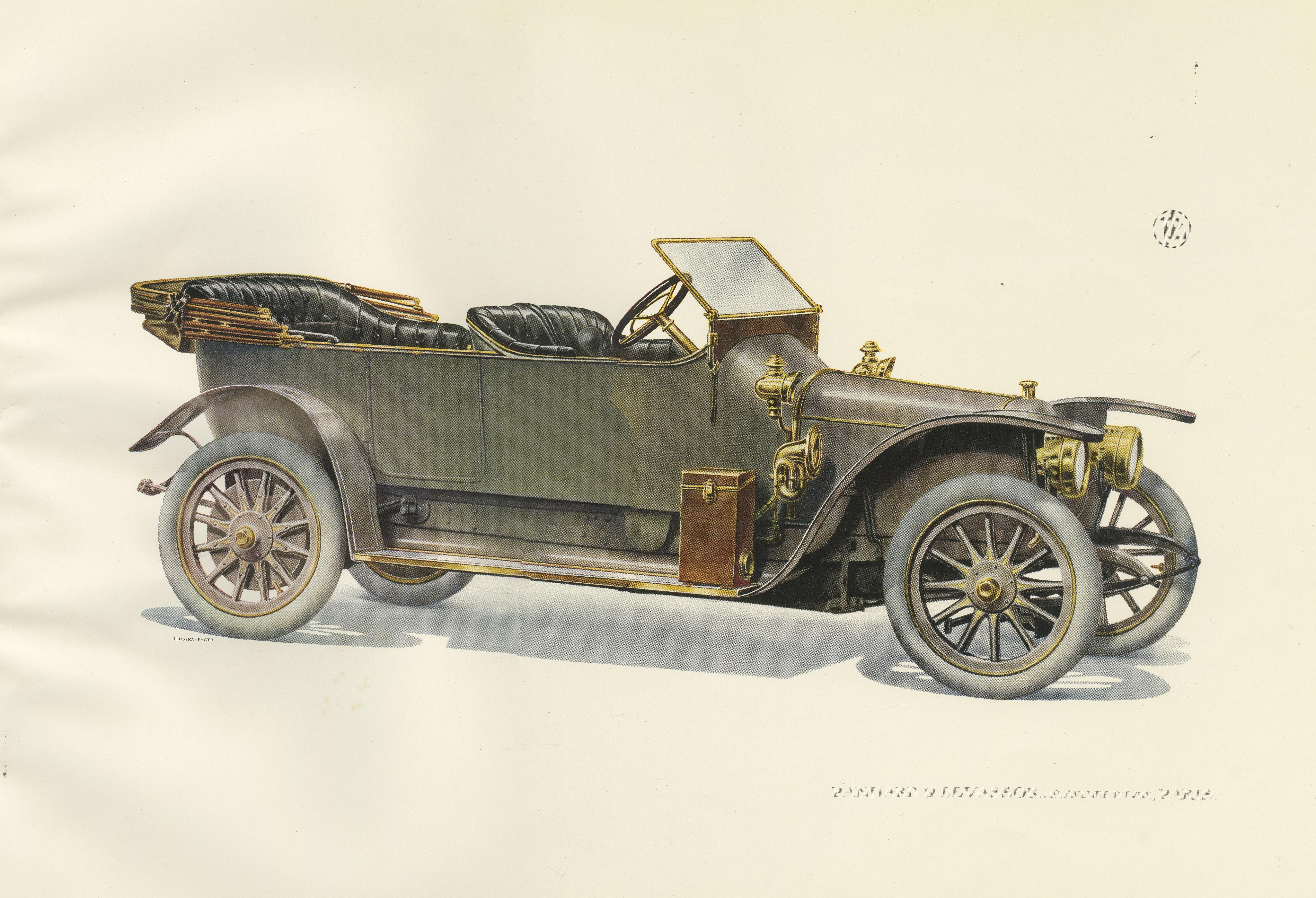 Antiker Druck des Panhard et Levassor Torpedo-Autos, 1914 im Zustand „Gut“ im Angebot in Langweer, NL