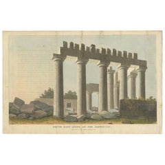 Stampa antica del Tempio del Partenone di Hobhouse, 1813