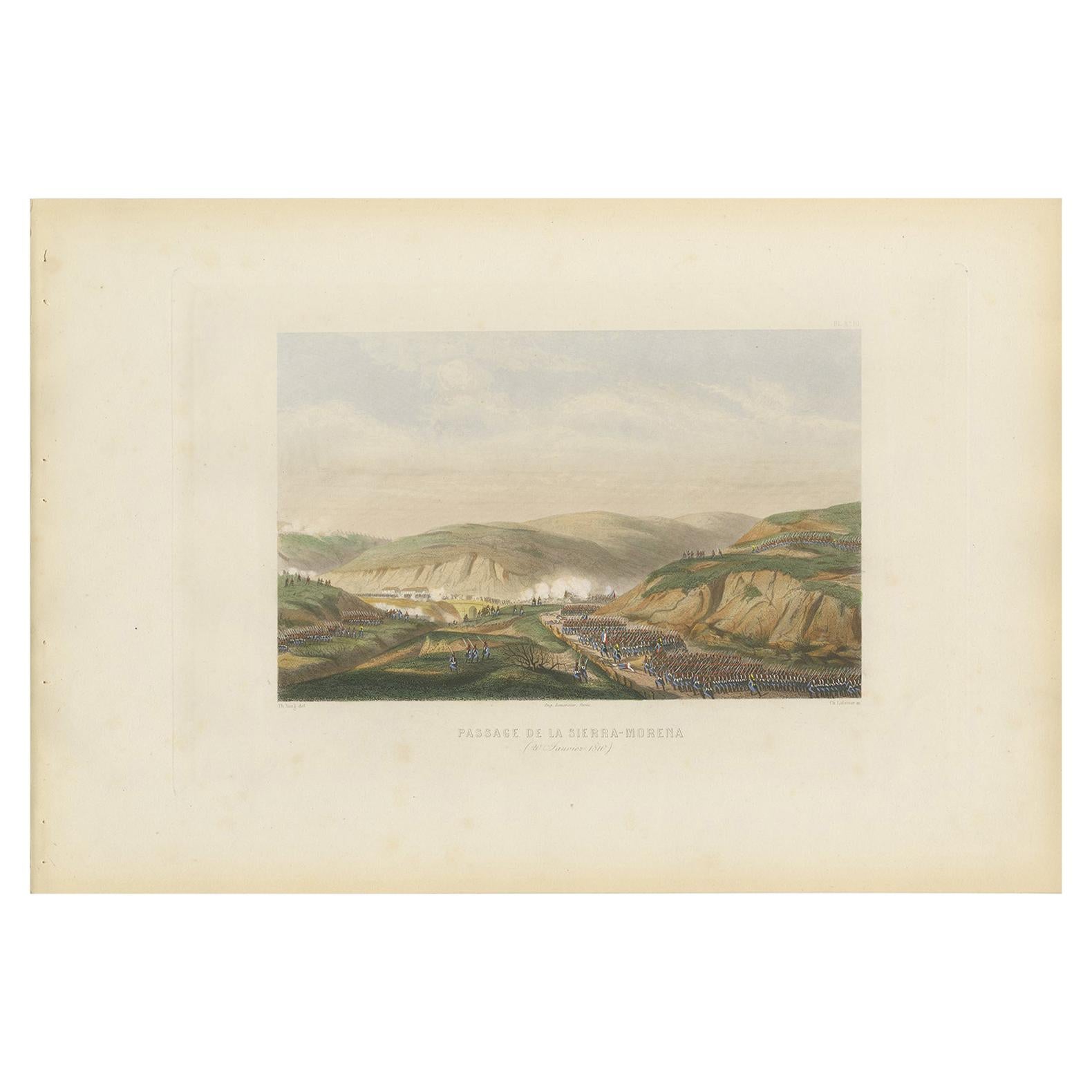 Antique Print of the Passage of Sierra Morena, circa 1860
