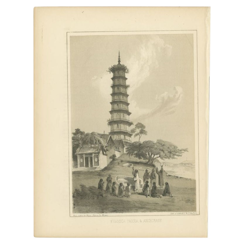 Antiker Druck der Pazhou- Pagode in China, 1856