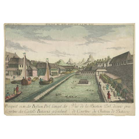 Antique Print of the Pearl Bastion of Castle Batavia by Habermann 'c.1770'