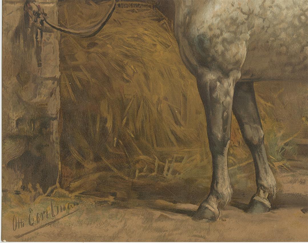 19th Century Antique Print of the Percheron Horse by O. Eerelman, 1898