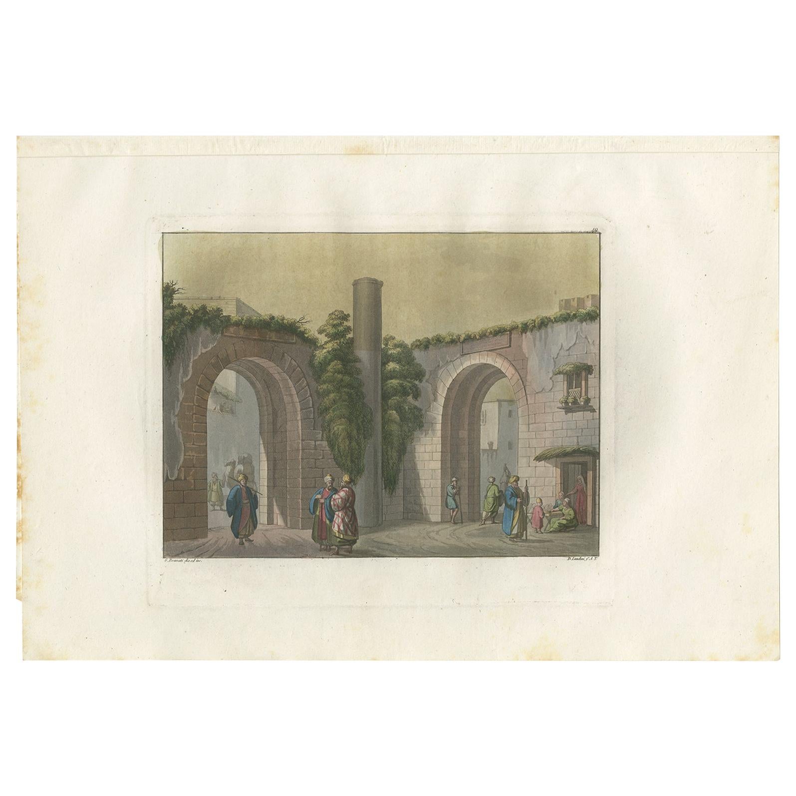 Antique Print of the Pillar of Jesus Christ’s Death Sentence by Ferrario '1831'