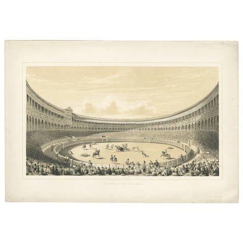 The Plaza de Toros of Madrid, Bullfighting Scene by W.H. Lake Price, 1865