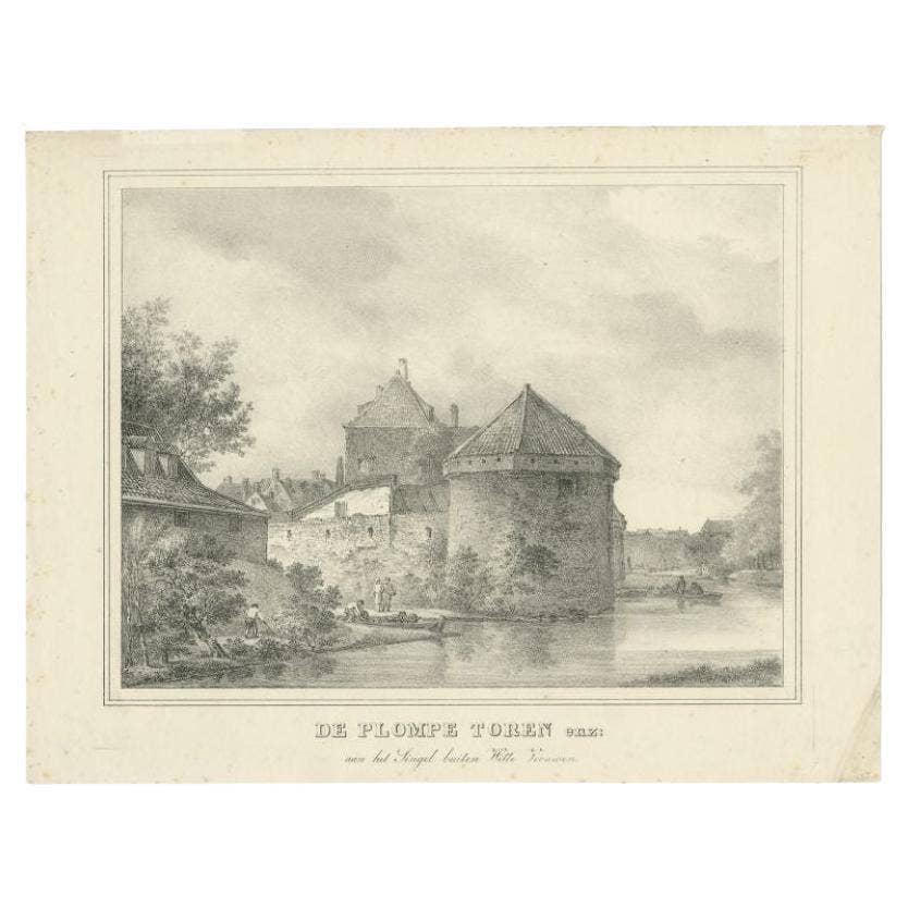 Antique Print of the 'Plompetoren' in Utrecht by Houtman, c.1830