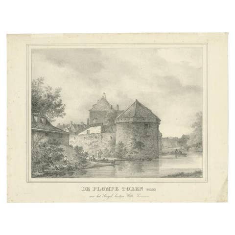 Antique Print of the 'Plompetoren' in Utrecht by Houtman, c.1830