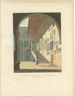 Antique Print of the Podestat Palace in Florence, Italy, by Bonnard, 1860