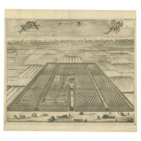 Antique Print of the Poppendam Estate by Smallegange, 1696