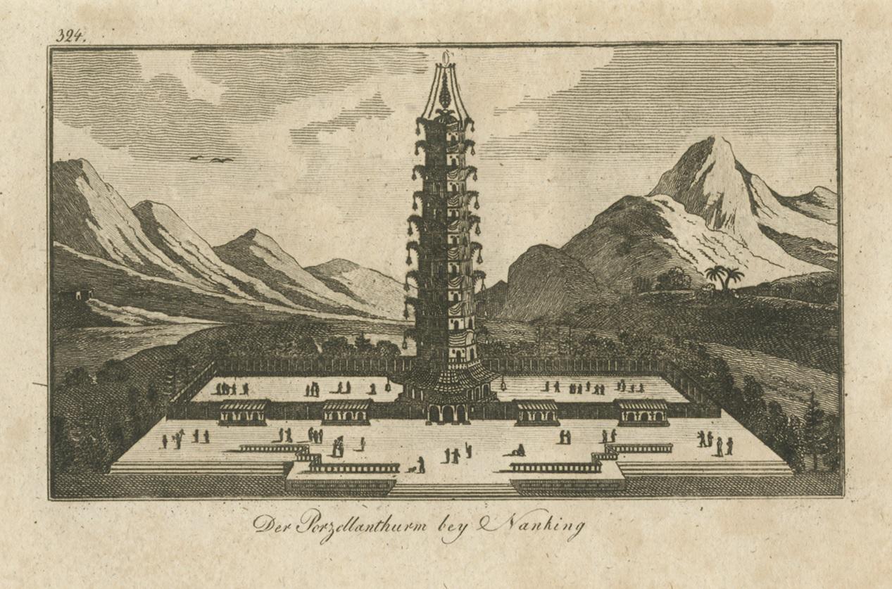 XIXe siècle Impression ancienne de la tour en porcelaine de Nanjing, datant d'environ 1840 en vente