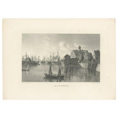 Impression ancienne du port de Hambourg par Wallis, vers 1880