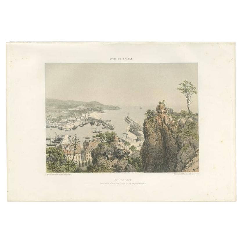 Antique Print of the Port of Nice in France, c.1865