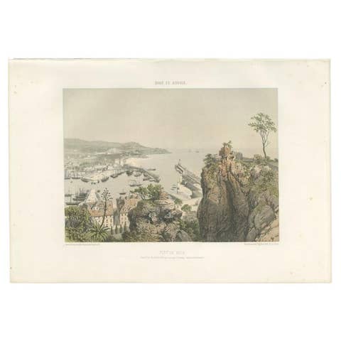 Antique Print of the Port of Nice in France, c.1865