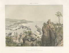 Stampa antica del porto di Nizza in Francia, 1865 ca.