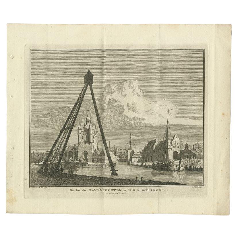 Antique Print of the Port of Zierikzee by Tirion, 1751 For Sale