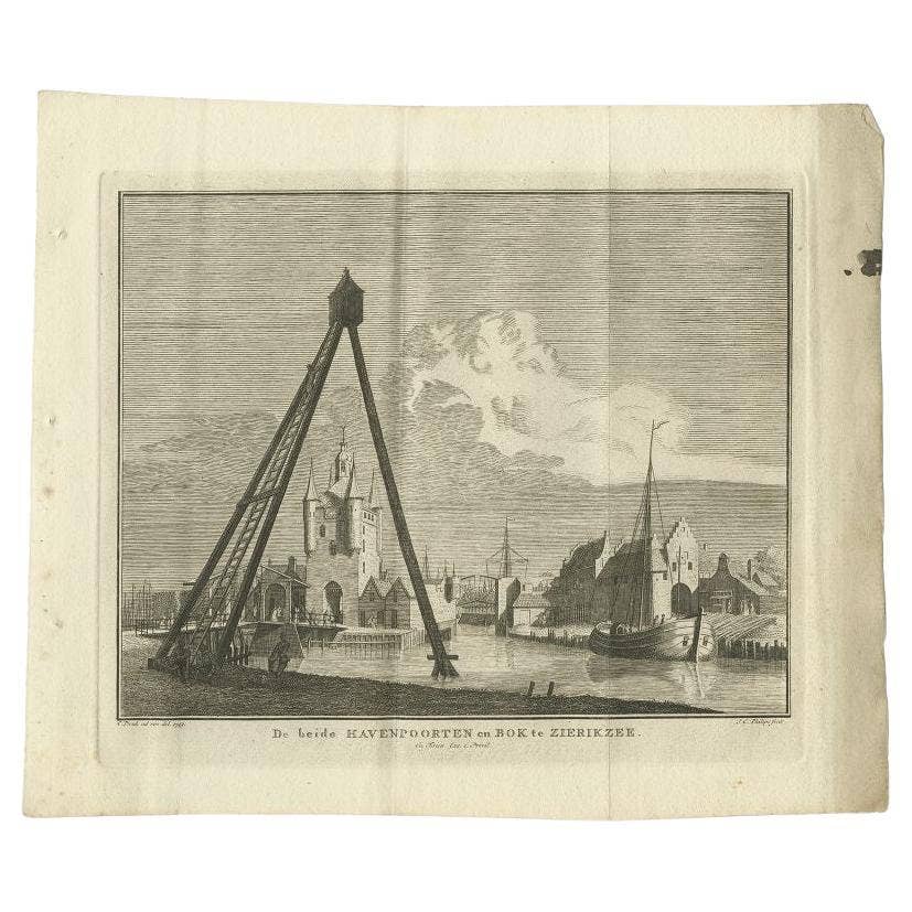 Antique Print of the Port of Zierikzee, Holland, by Tirion, 1751
