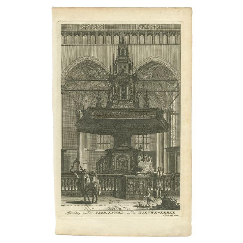 Antique Print of the Preacher's Pulpit by Goeree, 1765 For Sale