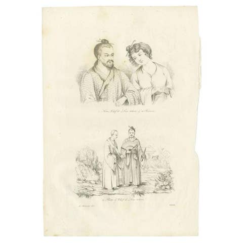 Antique Print of the Priest and Chief of Liu-Tcheou by Dumont d'Urville, 1834