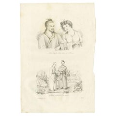 Antiker Druck des Priesters und Obersten von Liu-Tcheou von Dumont d'Urville, 1834