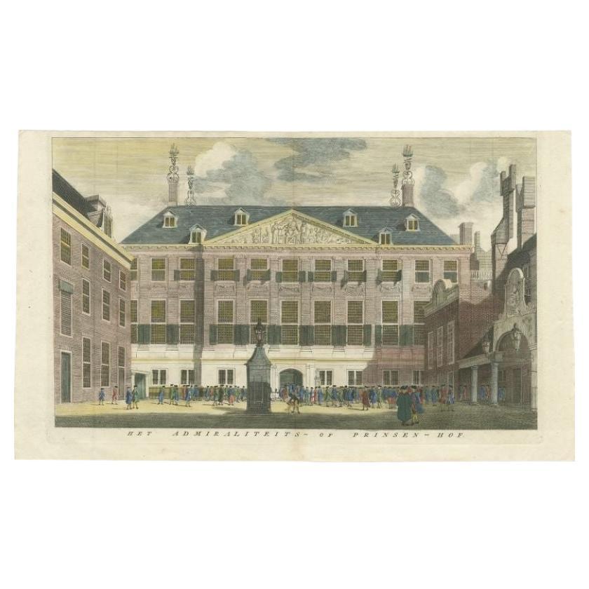 Antique Print of the 'Prinsenhof' in Amsterdam by Tirion, 1765 For Sale