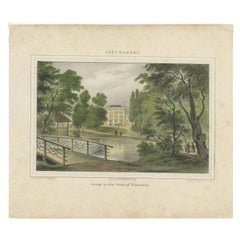 Antique Old Print of the 'Prinsentuin' in Leeuwarden, Friesland, The Netherlands, 1849