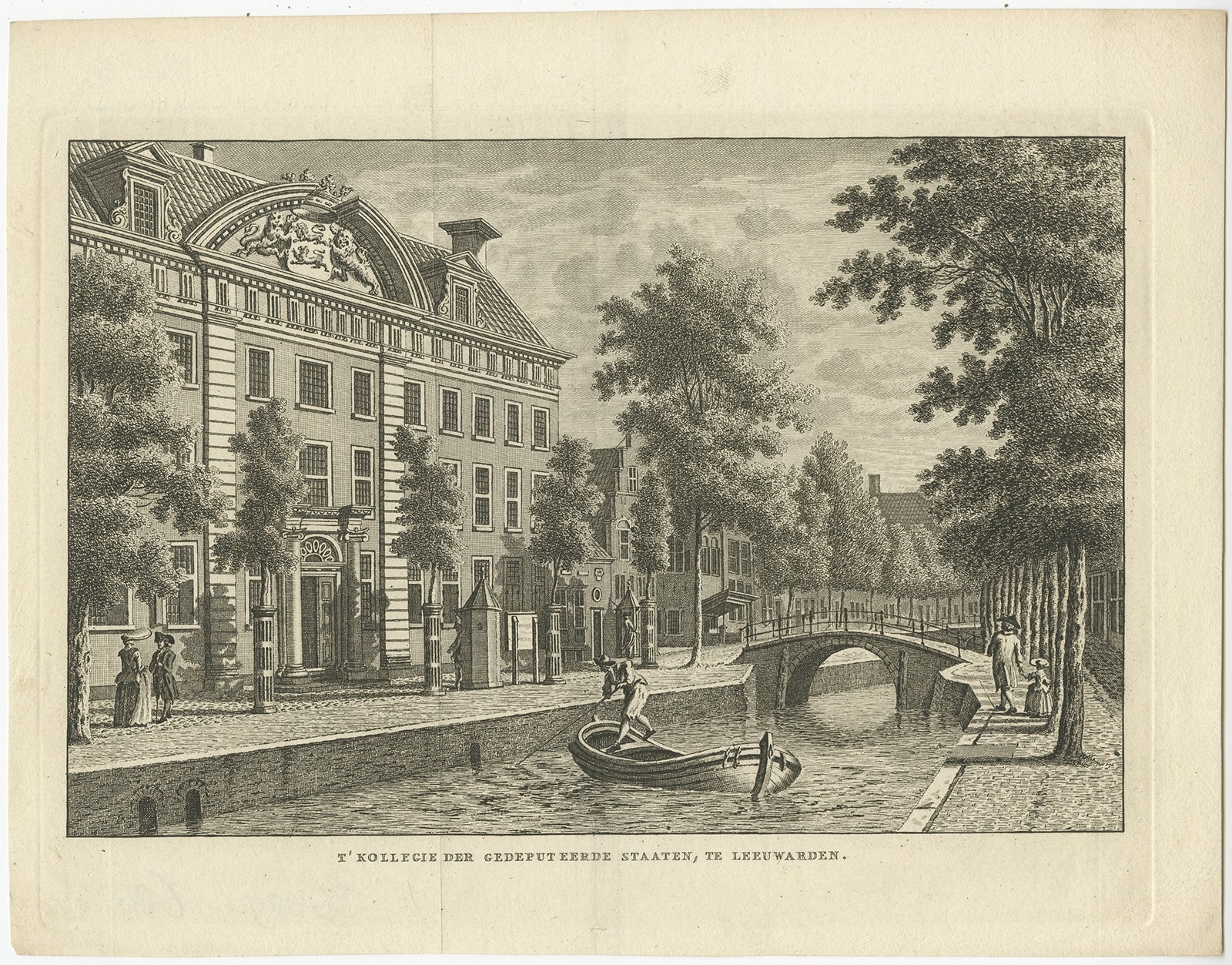 Antiker Druck der Provinzialverwaltung von Leeuwarden in den Niederlanden, 1793