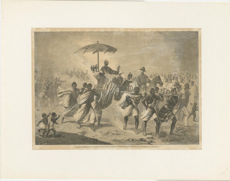 antique-print-of-the-queen-of-madagascar-in-a-sedan-chair-for-sale-at