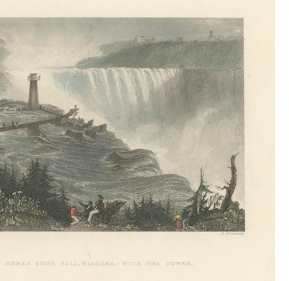 Antique Print of the Rapids of the Horseshoe falls, Canada, ca.1839 1