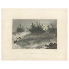 Antique Print of the Rapids of the Niagara Falls by Brandard, 1837