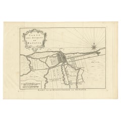 Impression ancienne de la région de Batavia par Van Schley, vers 1750