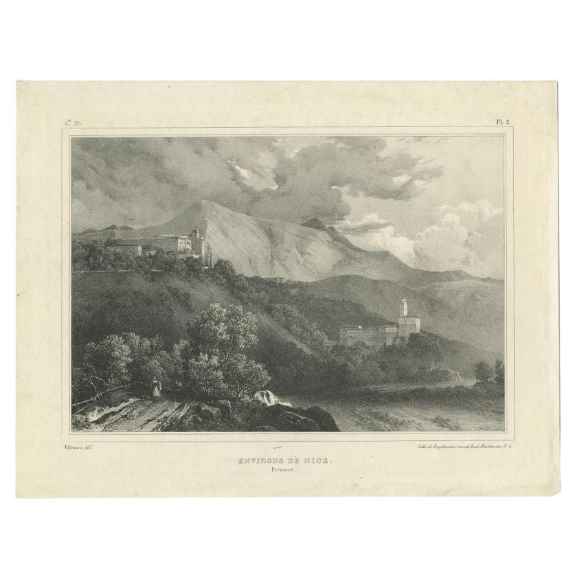 Impression ancienne de la région de Nice par Engelmann, c.1840 en vente