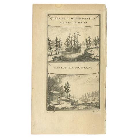 Antique Print of the Region of the Hayes River, C.1780
