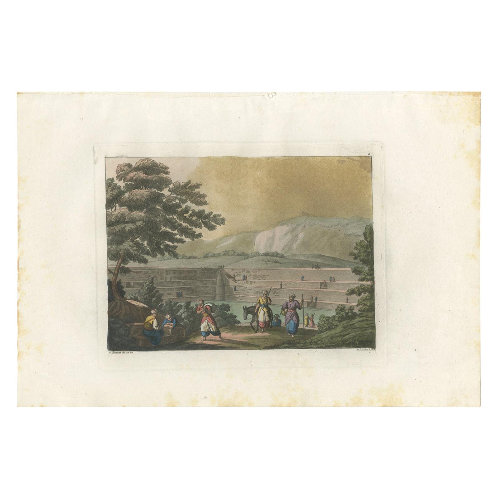 Antique Print of the Reservoir of the Sealed Fountain by Ferrario '1831' For Sale