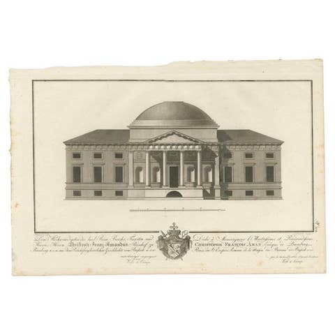 Antique Print of the Residence of Christoph Franz Amandus by Stieglitz, c.1800