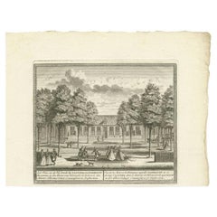 Antique Print of the Residence of Mr. Albertus Schuit by De Leth, c.1730