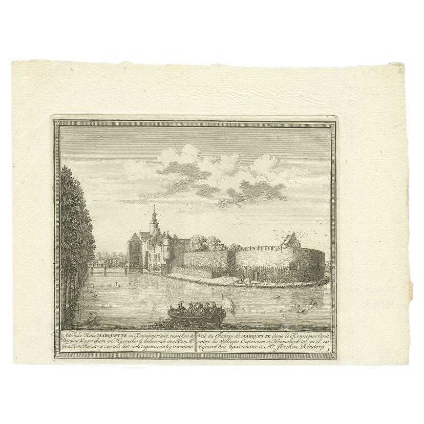 Antique Print of the Residence of Mr. Joachim Rensdorp by De Leth, c.1730 For Sale