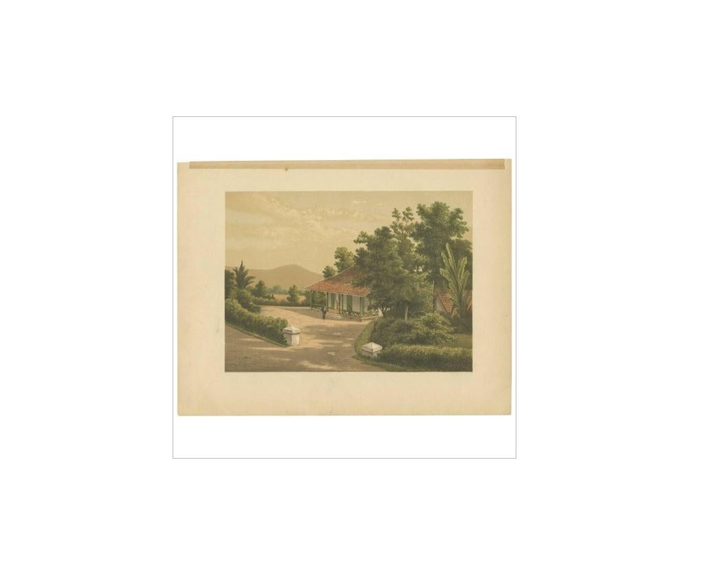 Antiker Druck der Residenz von Herrn V. Meurs „Java“ von M.T.H. Perelaer, 1888 im Zustand „Gut“ im Angebot in Langweer, NL