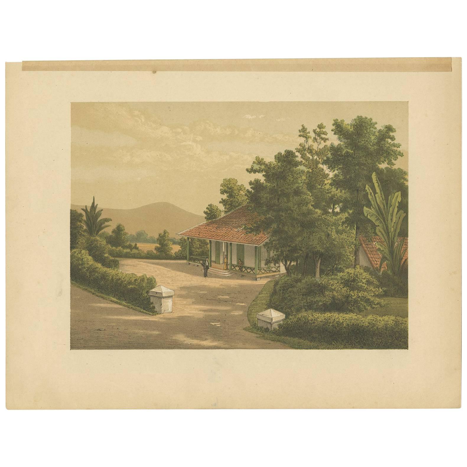 Antiker Druck der Residenz von Herrn V. Meurs „Java“ von M.T.H. Perelaer, 1888