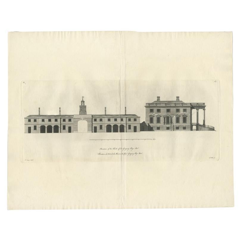 Antique print titled 'Elevation of the Flank of Sir Gregory Page'. Architectural elevation of the residence of Sir Gregory Page. 


Sir Gregory Page, 2nd Baronet (c. 1695 – 4 August 1775), was an English art collector and landowner, and a baronet