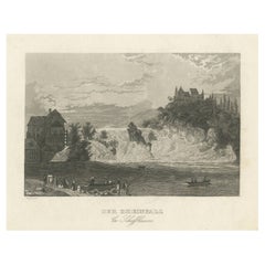 Antique Print of the Rhine Falls, near Schaffhausen, Switzerland