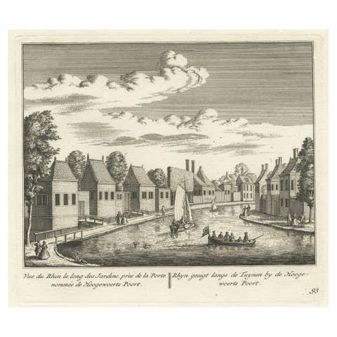 Antique Print of the Rhine River, Leiden, The Netherlands, c.1800