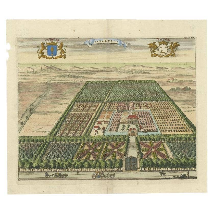Handcolored Print of an Estate by Smallegange, Zeeland, The Netherlands, 1696