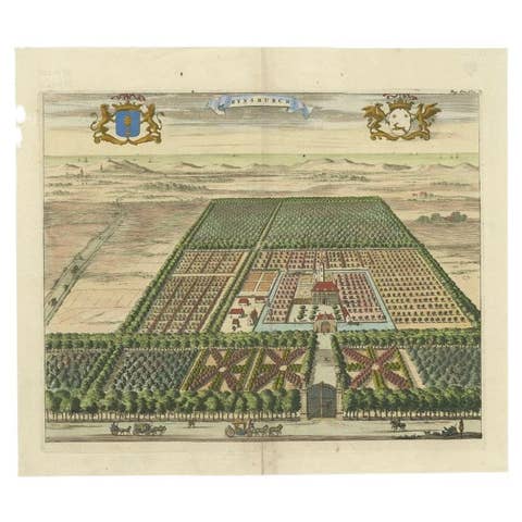 Handcolored Print of an Estate by Smallegange, Zeeland, The Netherlands, 1696