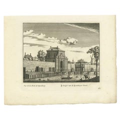 Antique Print of the 'Rijnsburgerpoort' Gate of Leiden, c.1800