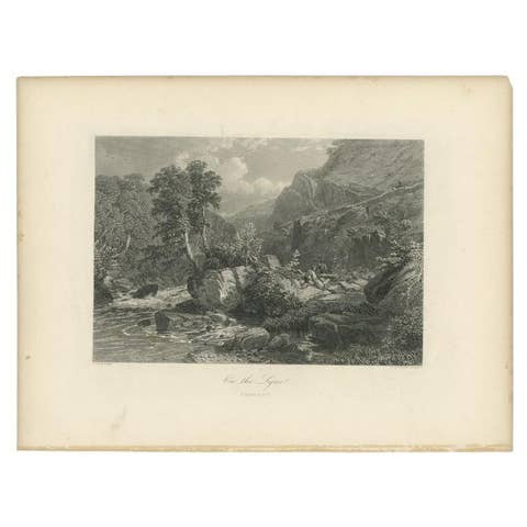 Antique Print of the River Lyne by Appleton, c.1875