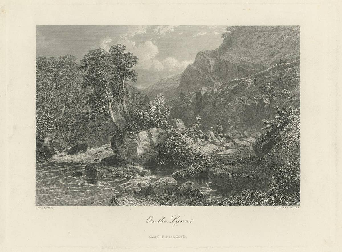 Antique Print of the River Lyne by Cassell, circa 1870