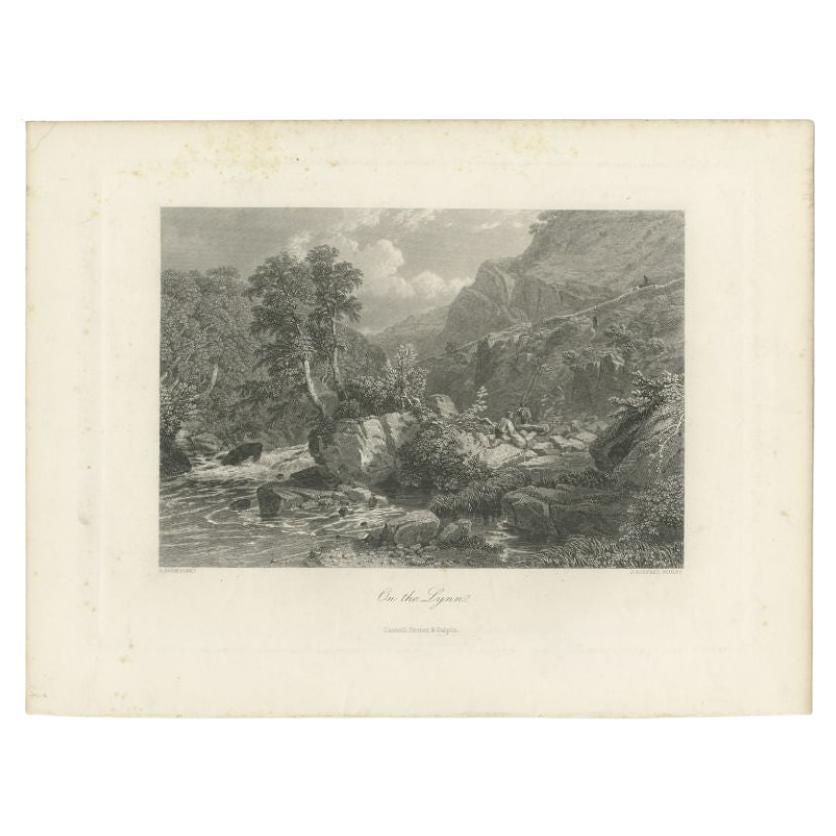 Impression ancienne de la rivière Lyne par Cassell, vers1870