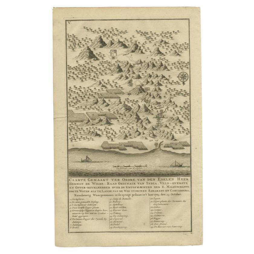 Impression ancienne de la route entre Semarang et Kartosuro, Java, 1726