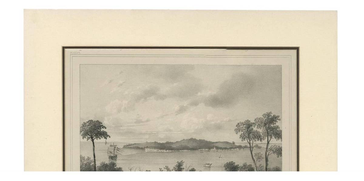 Antique Print of the Roadstead of Riau 'Indonesia' by C.W.M. van de Velde, 1844